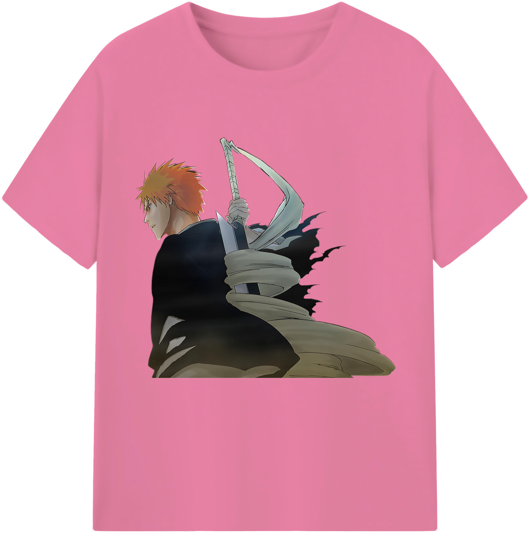 （画像用） ブリーチ 黒崎一護（くろさき いちご）BLEACH Kurosaki Ichigo 綿100％半袖Tシャツ（フロントプリント）